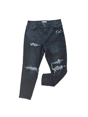 SO High Rise Distressed Mom Jeans Black Wash Size 11
